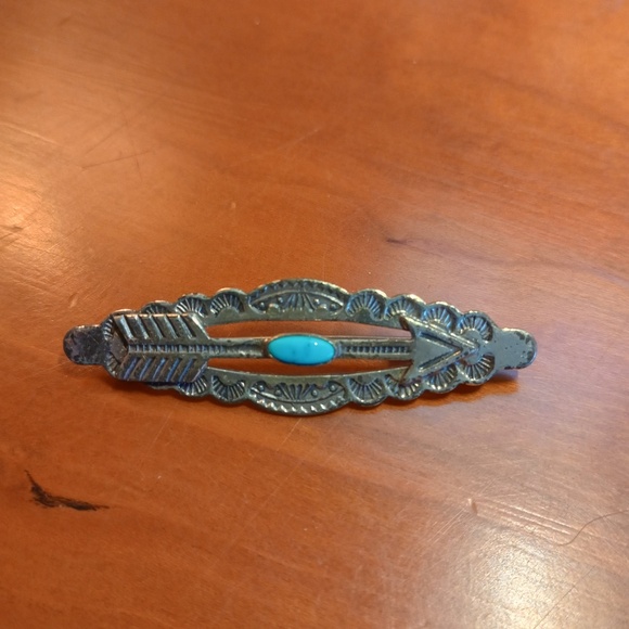 Vintage Fred Harvey Era Bell Trading Post Sterling Silver & Turquoise Arrow Pin - Picture 2 of 5
